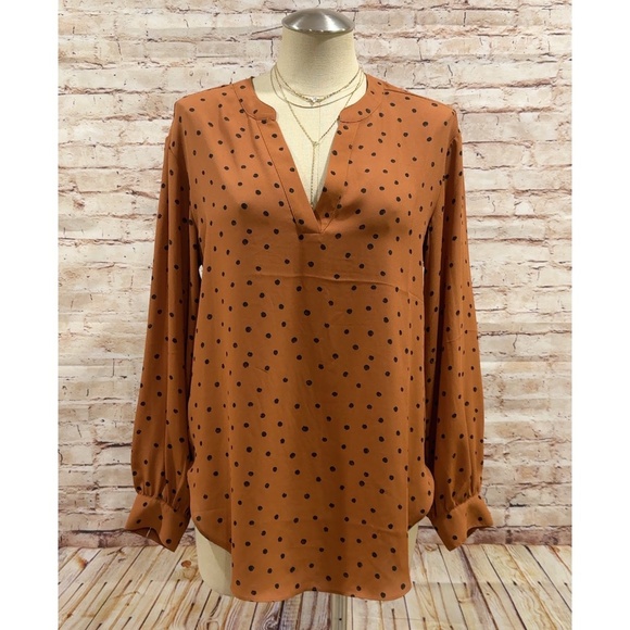 Maurices Women's Brown Black Atwood Tunic Polka Dot Blouse Size M - Picture 4 of 8